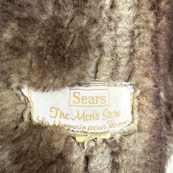 Vintage Shearling Sheepskin Coat Mens Medium Brown Yellowstone Marlboro Ranch - Picture 9 of 9